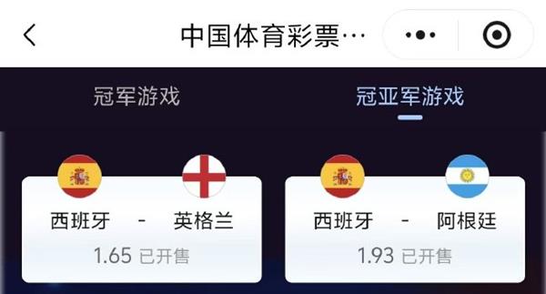 7月15日竞彩冠军游戏赔率